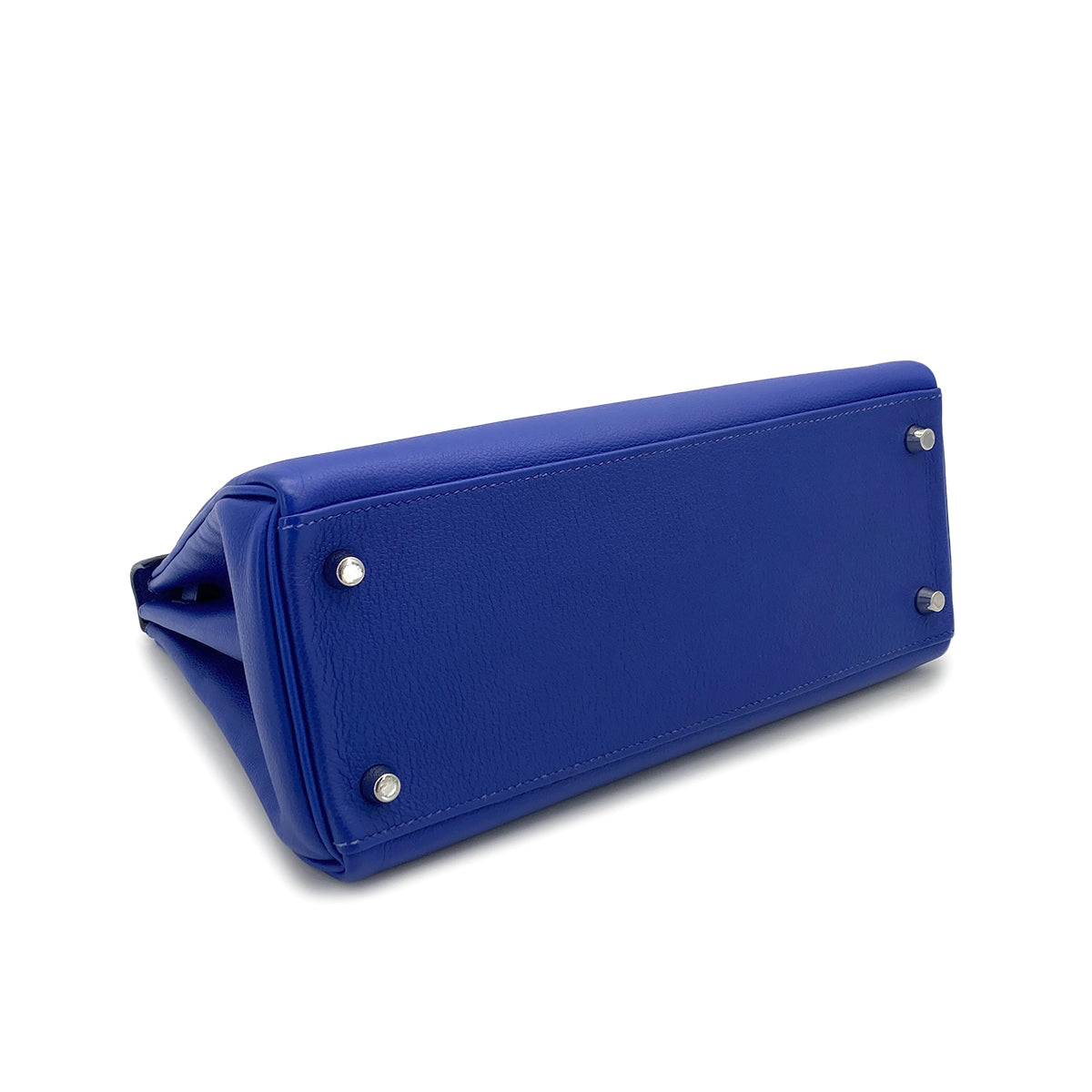 HERMES KELLY 28 VERSO RETOURNE BLUE ELECTRIQUE ROSE WOOD EVERCOLOR HAND SHOULDER BAG 2019 D STAMP PALLADIUM HARDWARE 90326200