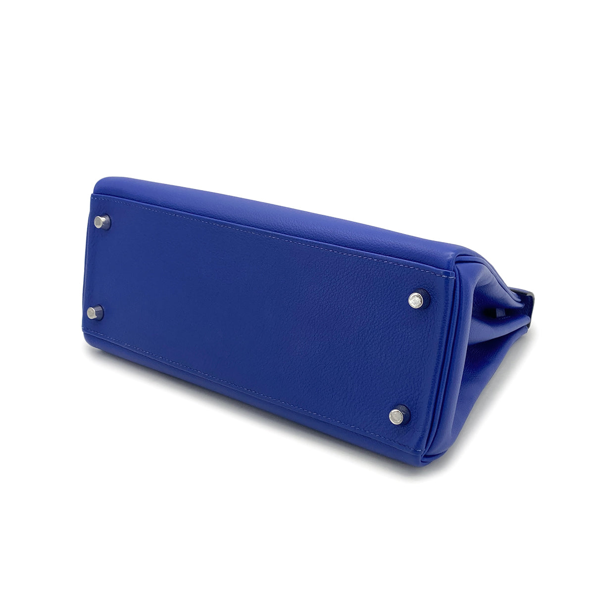 HERMES KELLY 28 VERSO RETOURNE BLUE ELECTRIQUE ROSE WOOD EVERCOLOR HAND SHOULDER BAG 2019 D STAMP PALLADIUM HARDWARE 90326200