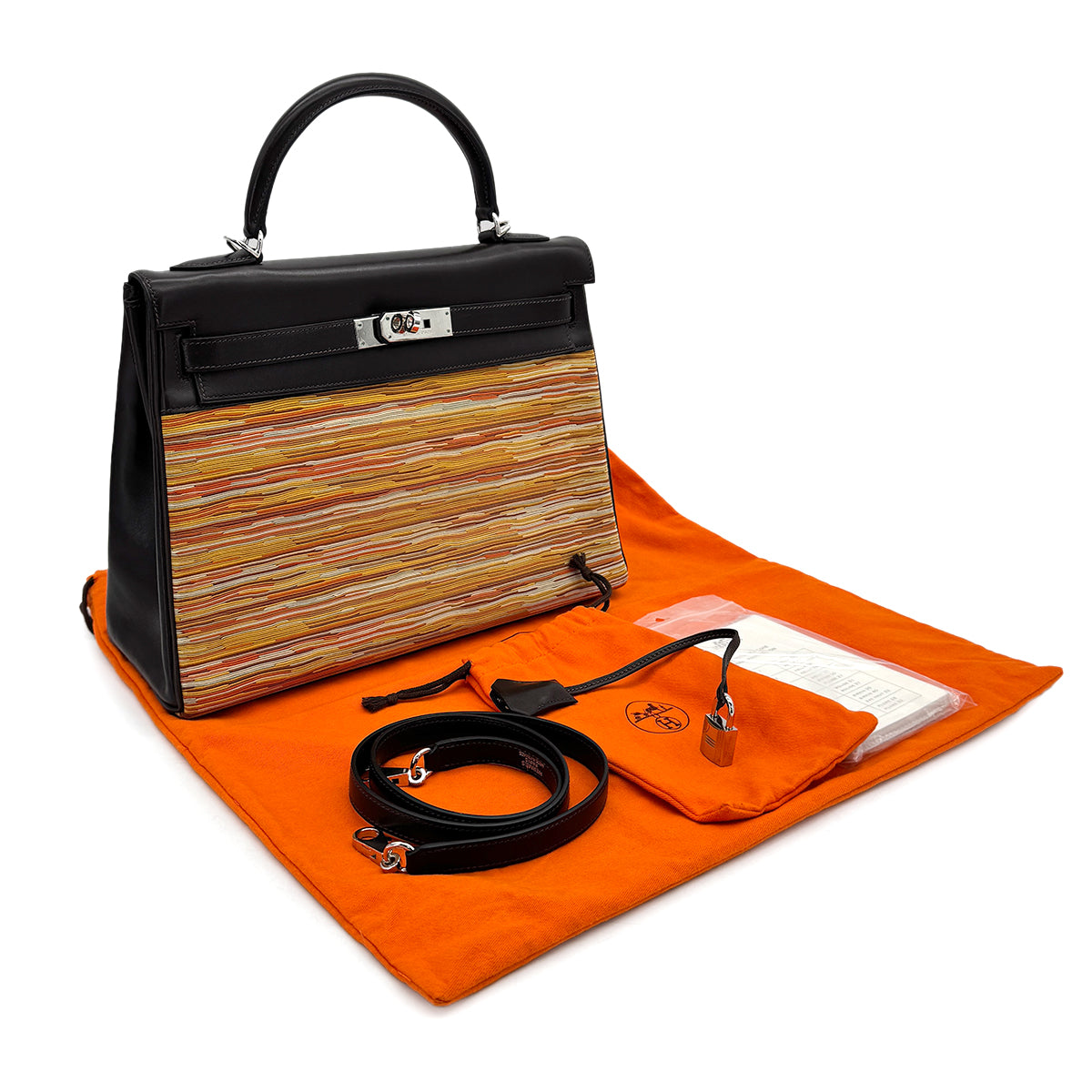 HERMES KELLY 32 RETOURNE EBENE EVER CALF VIBRATO HAND SHOULDER BAG 2003 SQUARE G PALLADIUM HARDWARE 90319536