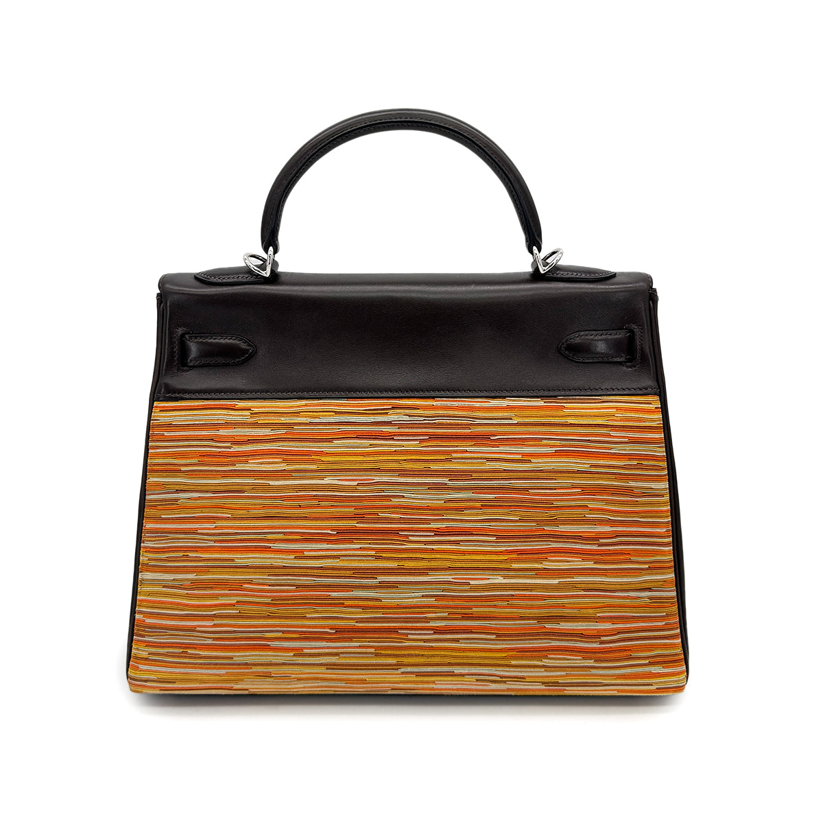 HERMES KELLY 32 RETOURNE EBENE EVER CALF VIBRATO HAND SHOULDER BAG 2003 SQUARE G PALLADIUM HARDWARE 90319536