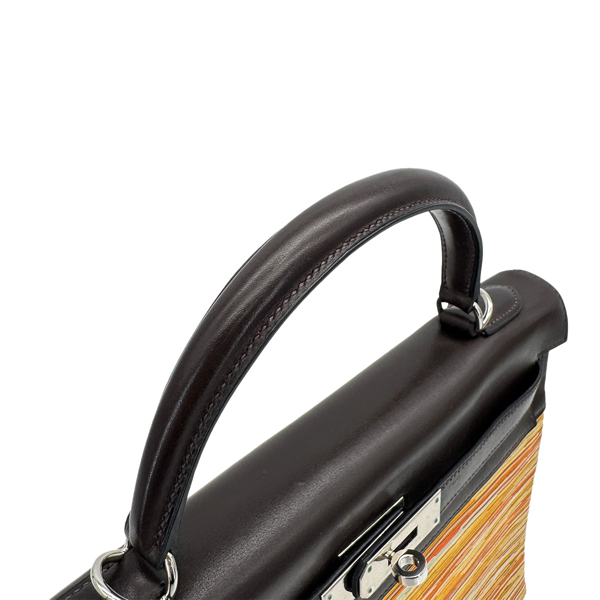 HERMES KELLY 32 RETOURNE EBENE EVER CALF VIBRATO HAND SHOULDER BAG 2003 SQUARE G PALLADIUM HARDWARE 90319536