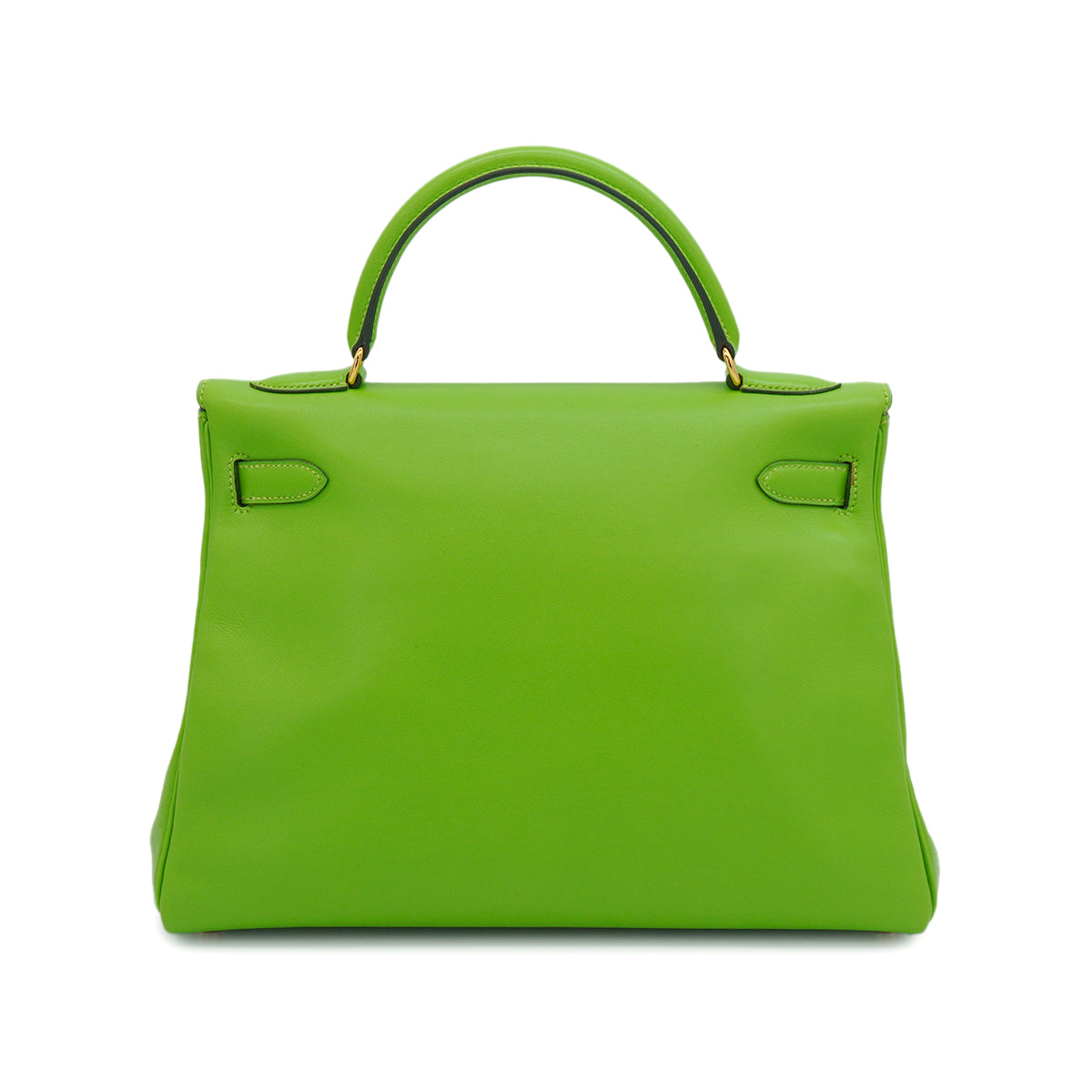 HERMES KELLY 32 RETOURNE APPLE GREEN VEAU GULLIVER HAND SHOULDER BAG 1998 SQUARE B GOLD HARDWARE 90347153