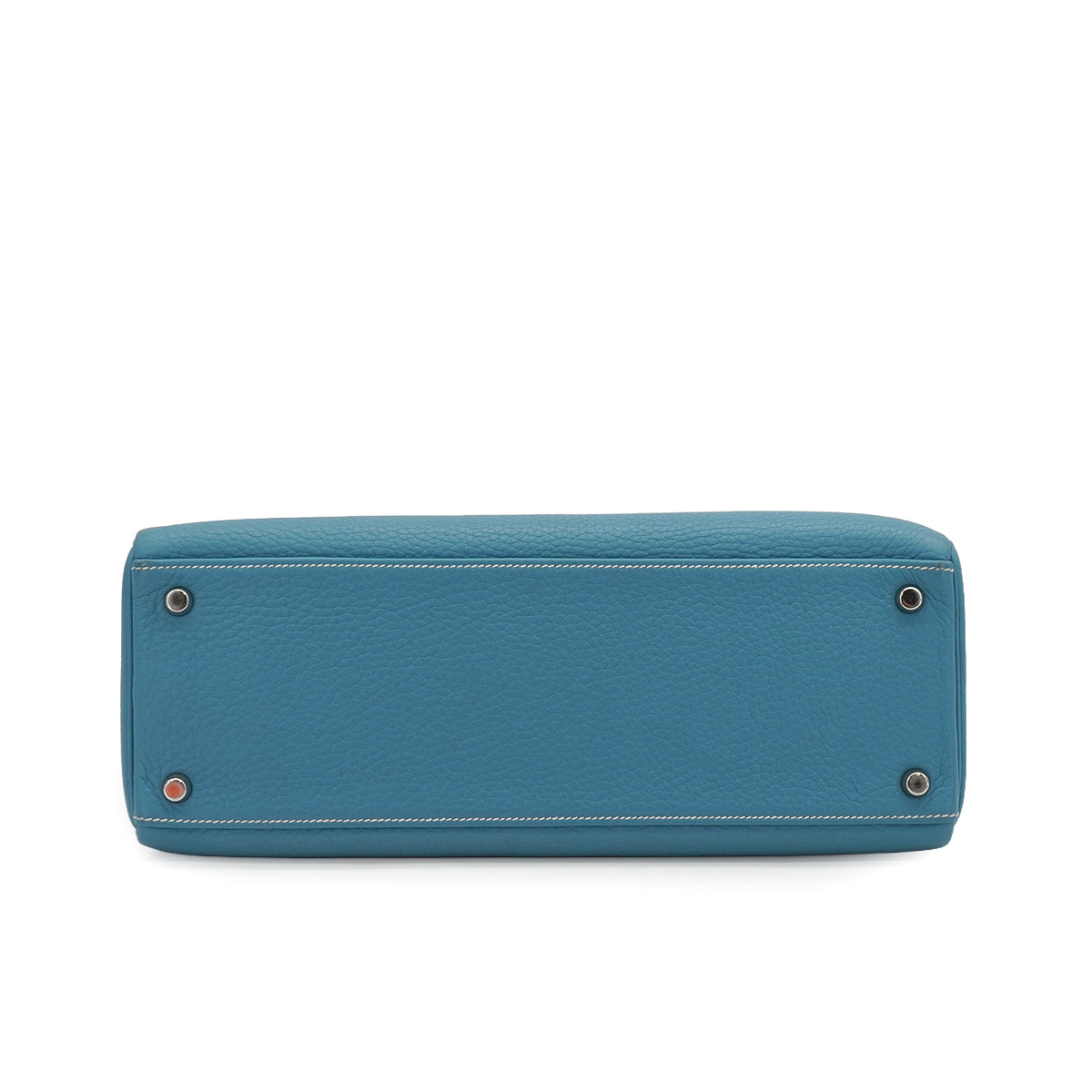 HERMES KELLY 32 RETOURNE BLUE JEAN TOGO HAND SHOULDER BAG 2005 SQUARE I PALLADIUM HARDWARE 90335880