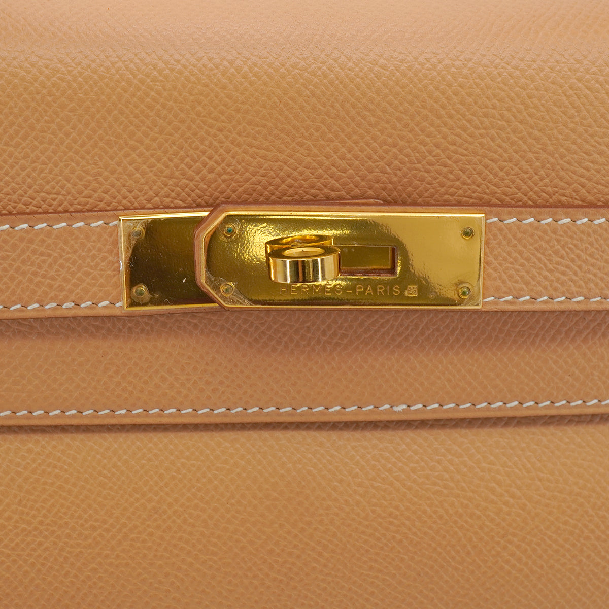 HERMES KELLY 32 RETOURNE NATUREL COUCHEVEL HAND SHOULDER BAG 1998 SQUARE B GOLD HARDWARE 90347152