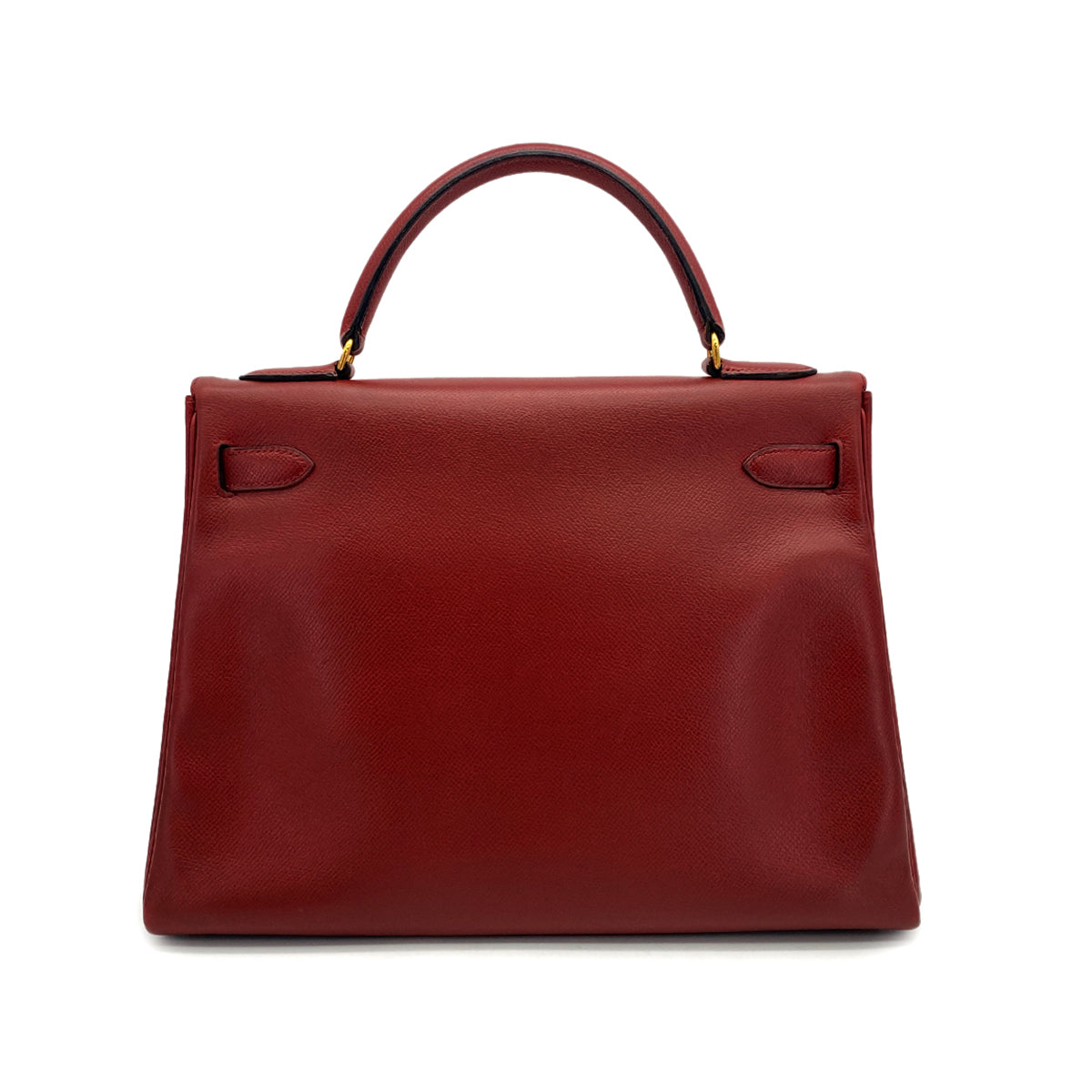 HERMES KELLY 32 RETOURNE ROUGE H COUCHEVEL HAND SHOULDER BAG 1989 CIRCLE S GOLD HARDWARE 90317908