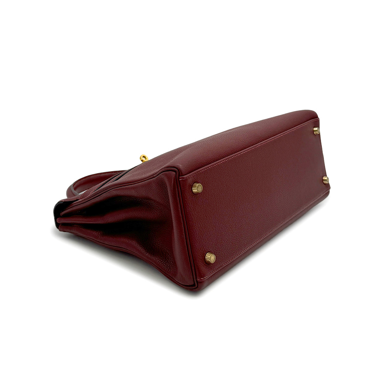 HERMES KELLY 32 RETOURNE ROUGE H TOGO HAND SHOULDER BAG 2001 SQUARE E GOLD HARDWARE 90316991