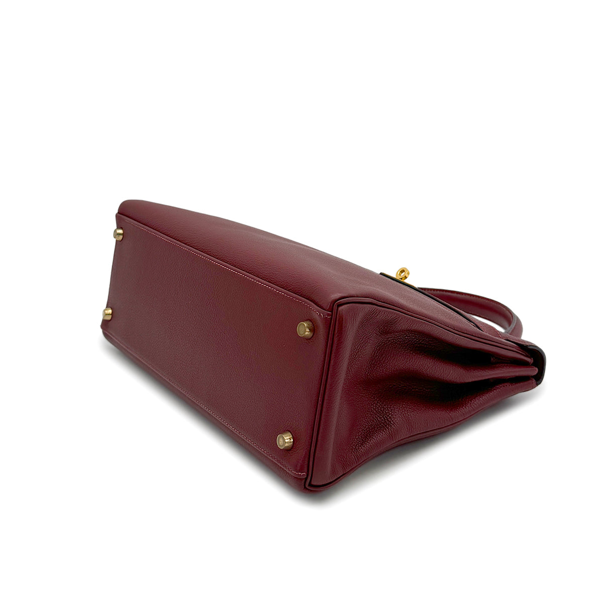 HERMES KELLY 32 RETOURNE ROUGE H TOGO HAND SHOULDER BAG 2001 SQUARE E GOLD HARDWARE 90316991