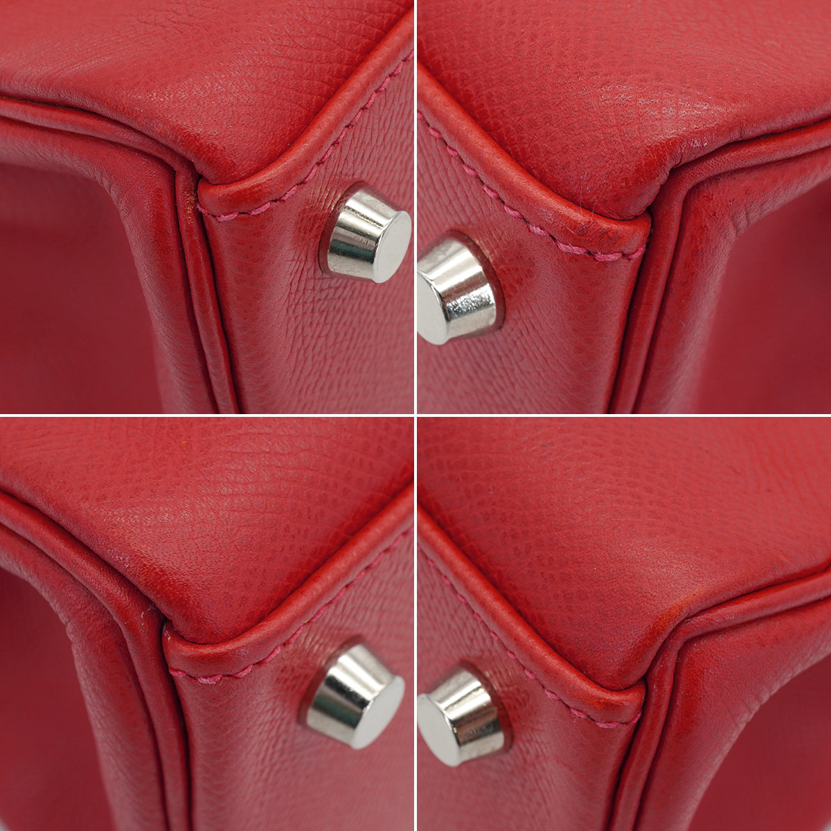 HERMES KELLY 32 RETOURNE ROUGE VIF VEAU EPSOM HAND SHOULDER BAG 2004 SQUARE H PALLADIUM HARDWARE 90334141