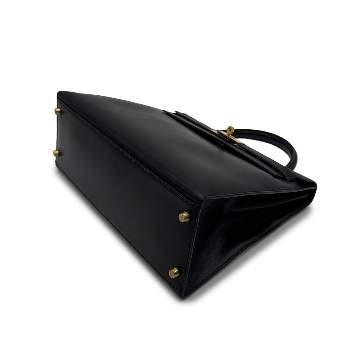 HERMES KELLY 32 SELLIER BLACK BOXCALF HAND SHOULDER BAG 1995 CIRCLE Y GOLD HARDWARE 90319653