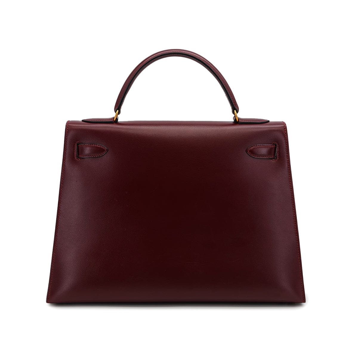 HERMES KELLY 32 SELLIER ROUGE H BOXCALF HAND BAG 1988 CIRCLE R GOLD HARDWARE 90325606