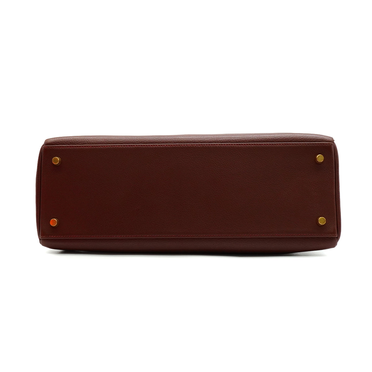 HERMES KELLY 35 RETOURNE MARRON FONCE TOGO CLEMENCE HAND SHOULDER BAG 2000 SQUARE D GOLD HARDWARE 90341430