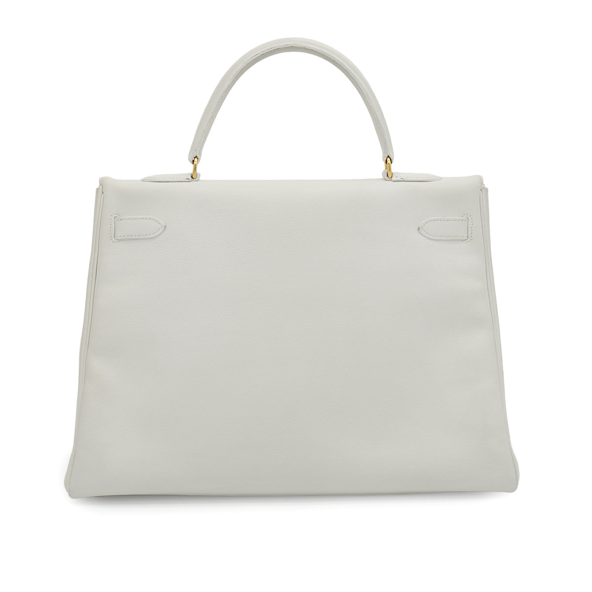 HERMES KELLY 35 RETOURNE WHITE VEAU GRAINE HAND SHOULDER BAG 1995 CIRCLE Y GOLD HARDWARE 90331930