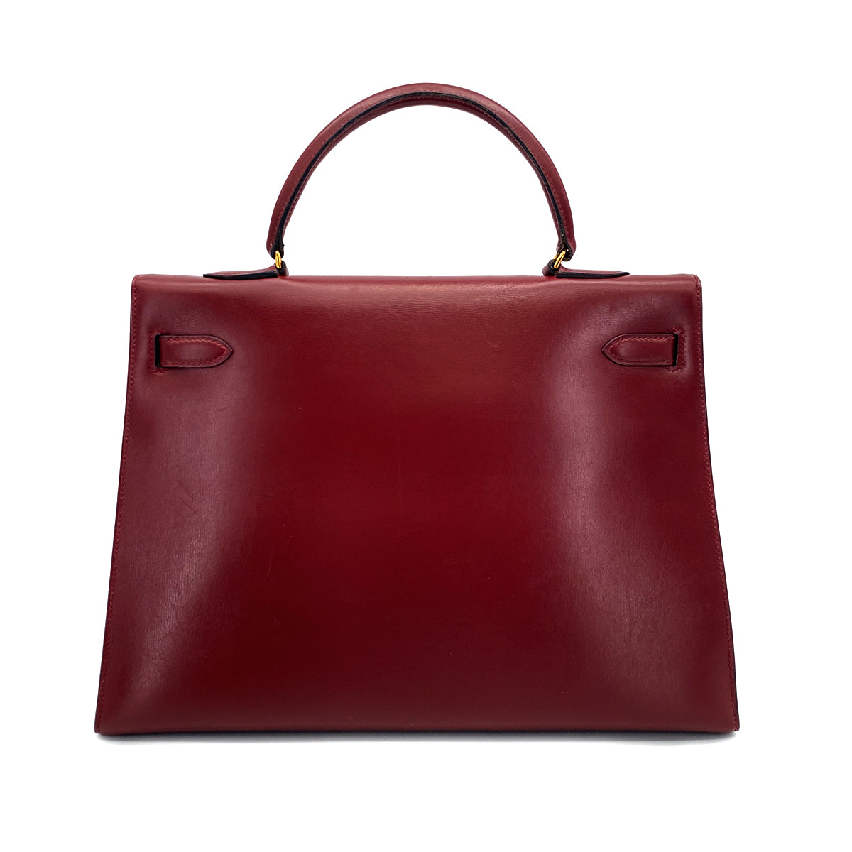 HERMES KELLY 35 SELLIER ROUGE H BOXCALF HAND BAG 1978 CIRCLE H GOLD HARDWARE 90320992