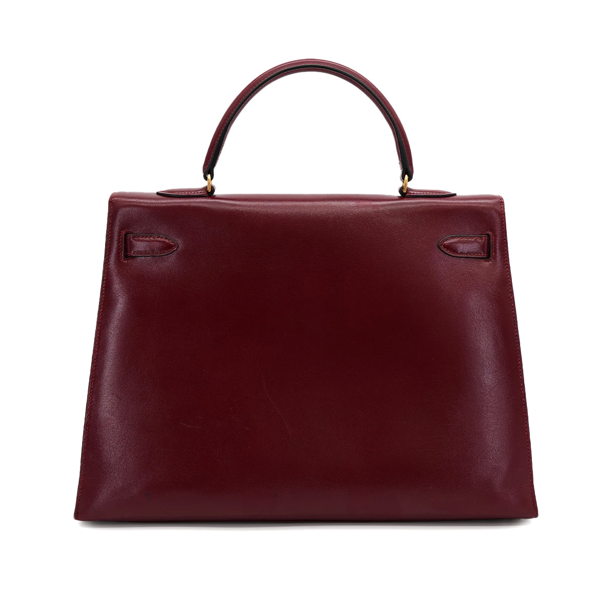 HERMES KELLY 35 SELLIER ROUGE H BOXCALF HAND SHOULDER BAG 1989 CIRCLE S GOLD HARDWARE 90313341