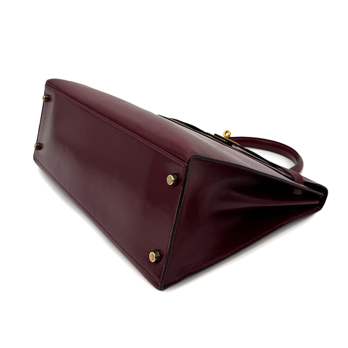 HERMES KELLY 35 SELLIER ROUGE H BOXCALF HAND SHOULDER BAG 1989 CIRCLE S GOLD HARDWARE 90313341