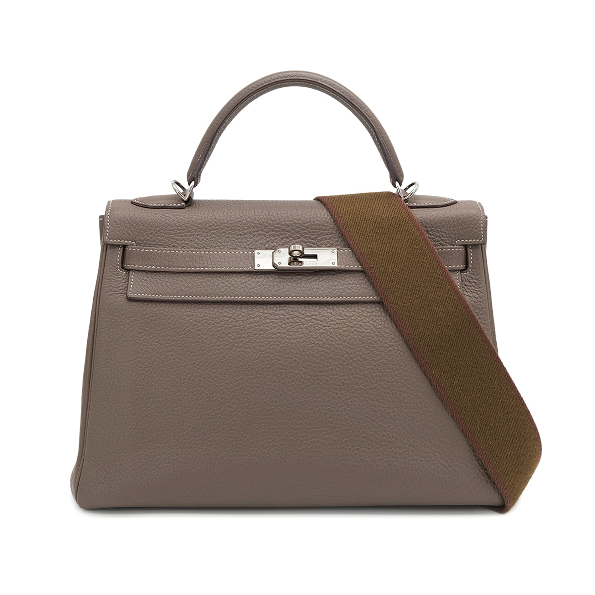 HERMES KELLY AMAZON 32 RETOURNE ETOUPE TOGO HAND SHOULDER BAG 2010 SQUARE N PALLADIUM HARDWARE 90277075