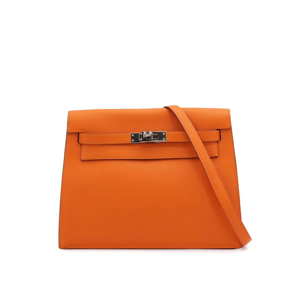 HERMES KELLY DANCE ORANGE VEAU SWIFT SHOULDER BAG 2008 SQUARE L PALLADIUM HARDWARE 90315867
