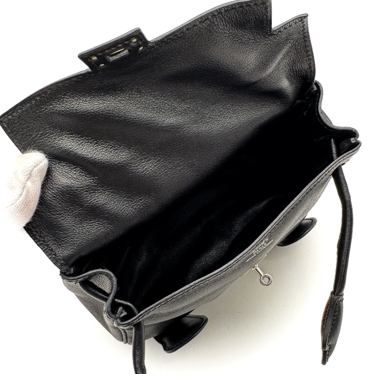 HERMES KELLY DOLL BLACK VEAU GULLIVER HAND BAG 2000 SQUARE D PALLADIUM HARDWARE 90323974