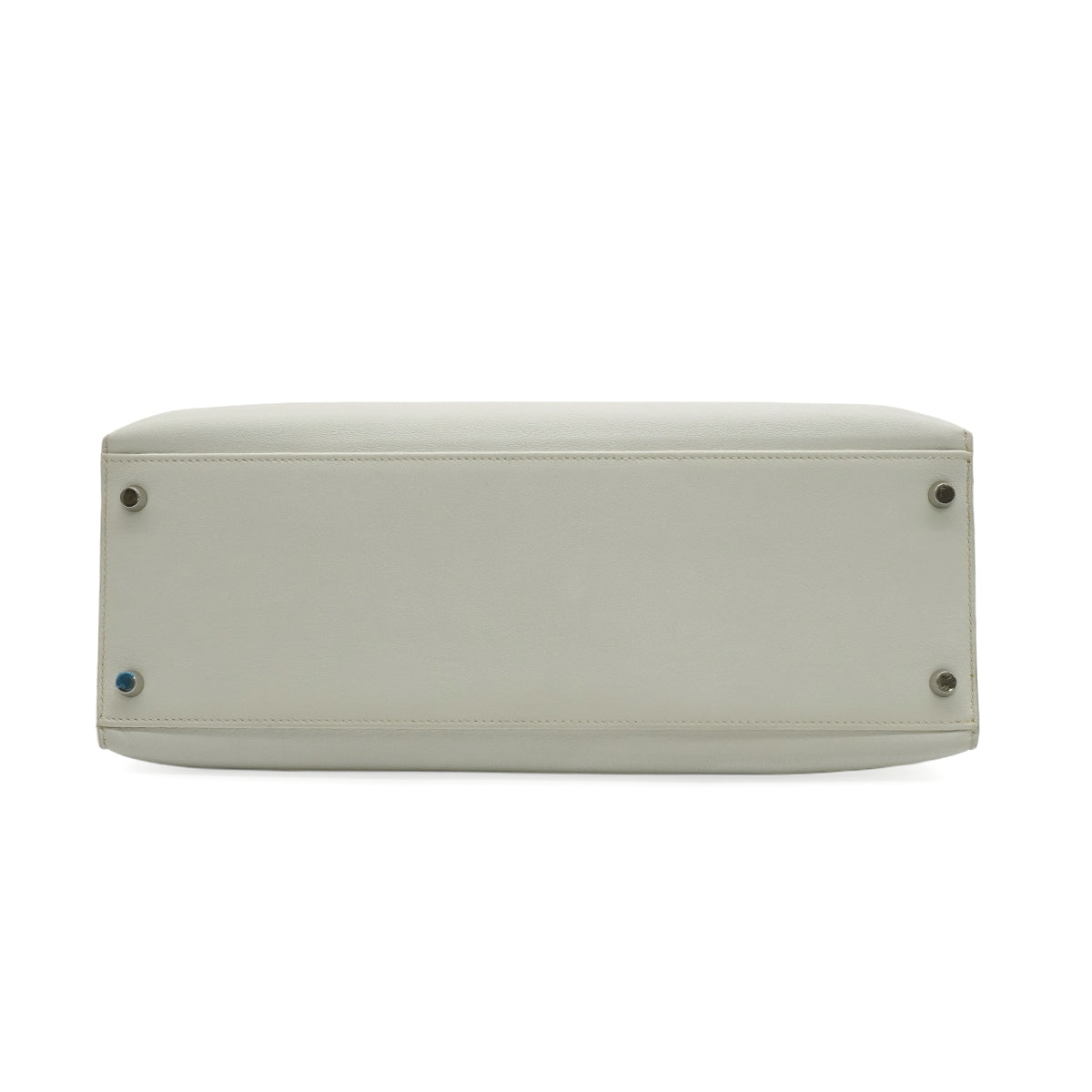 HERMES KELLY FLAT 35 WHITE VEAU SWIFT HAND SHOULDER BAG 2007 SQUARE K PALLADIUM HARDWARE 90346984