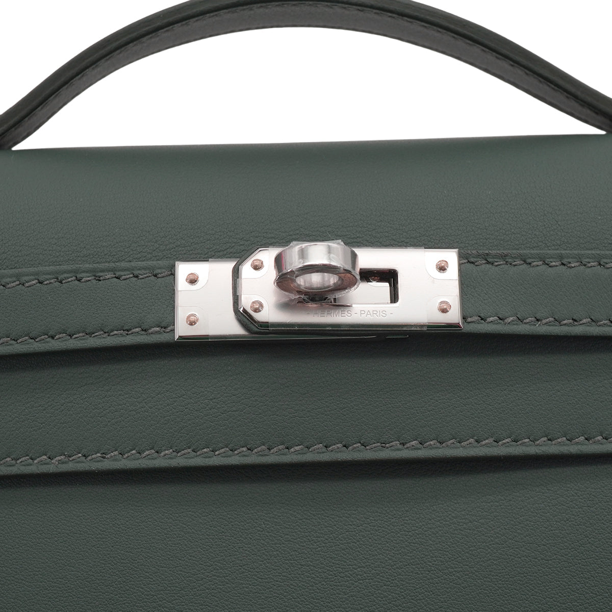 HERMES KELLY POCHETTE SELLIER VERT MANGROVE VEAU SWIFT HAND BAG 2025 K STAMP PALLADIUM HARDWARE 90333711