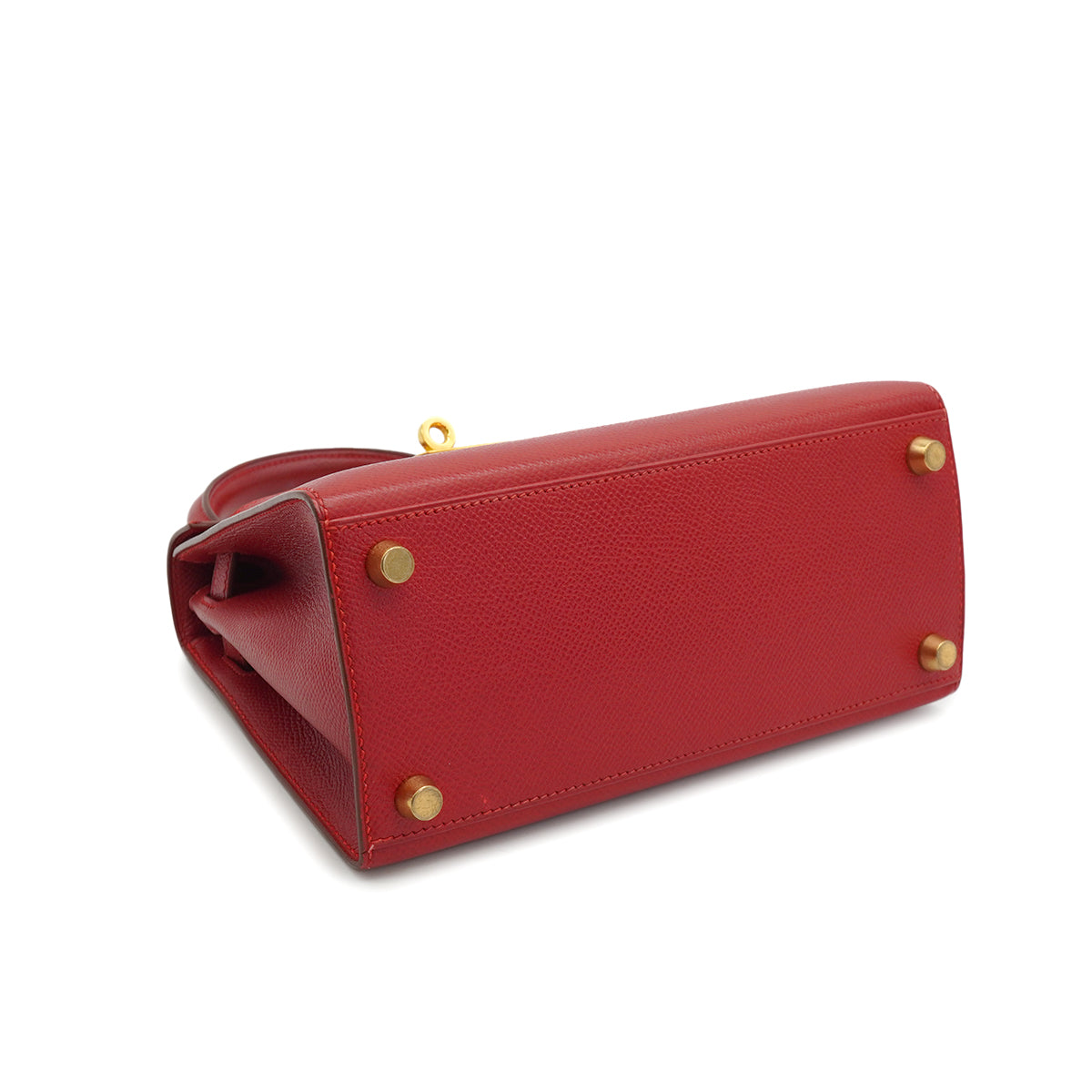 HERMES MINI KELLY 20 SELLIER ROUGE COUCHVEL HAND SHOULDER BAG 1995 CIRCLE Y GOLD HARDWARE 90233732