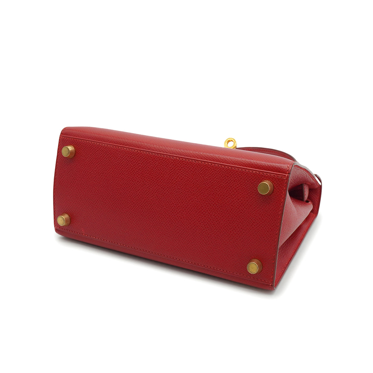 HERMES MINI KELLY 20 SELLIER ROUGE COUCHVEL HAND SHOULDER BAG 1995 CIRCLE Y GOLD HARDWARE 90233732