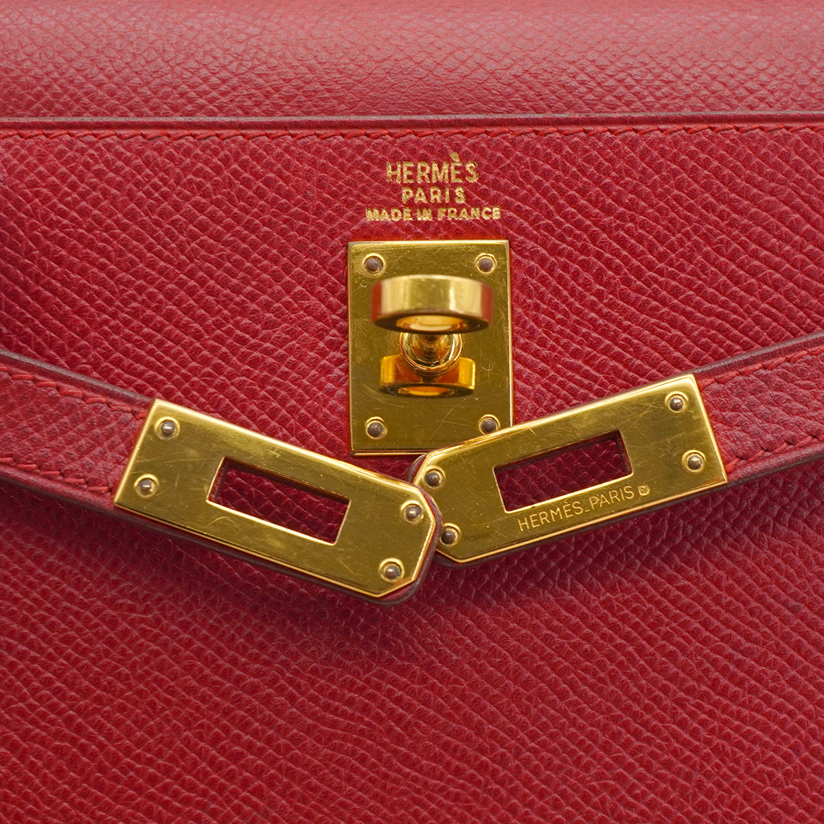HERMES MINI KELLY 20 SELLIER ROUGE COUCHVEL HAND SHOULDER BAG 1995 CIRCLE Y GOLD HARDWARE 90233732