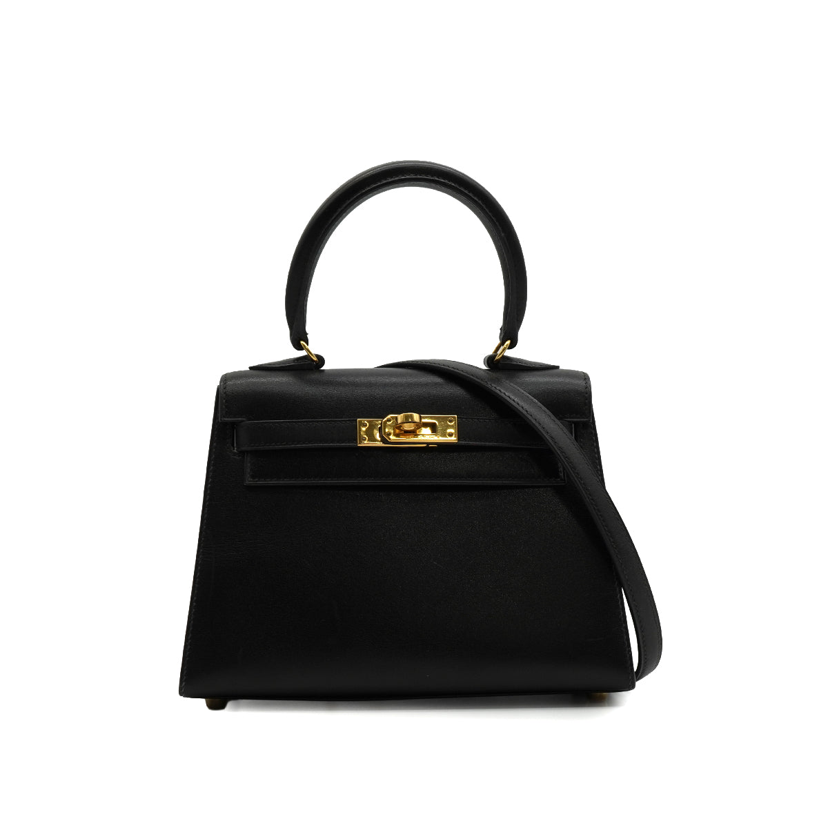 HERMES MINI KELLY 20 SELLIER POUSSIERE MADAME SHOULDER BAG 1993 CIRCLE W PERMABRASS GOLD HARDWARE 90346641