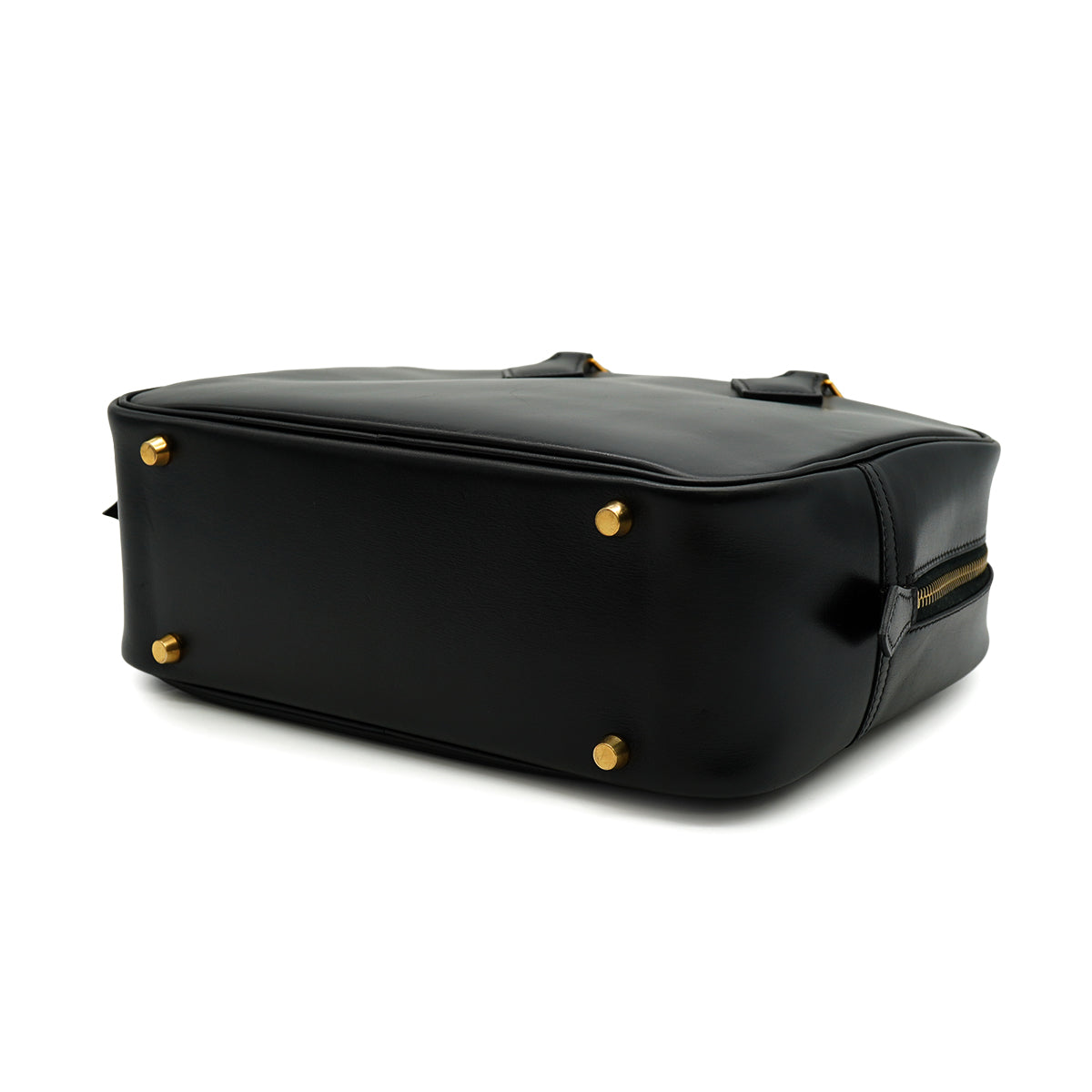 HERMES PLUME 28 BLACK BOX CALF HAND BAG 2002 SQUARE F GOLD HARDWARE 90332922