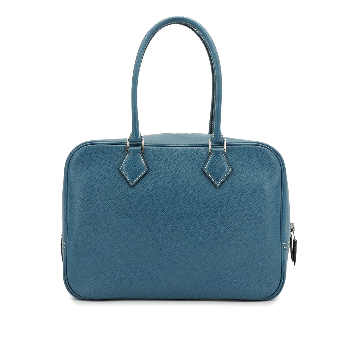 HERMES PLUME 28 BLUE JEAN VEAU EPSOM HAND BAG 2005 SQUARE I PALLADIUM HARDWARE 90335146