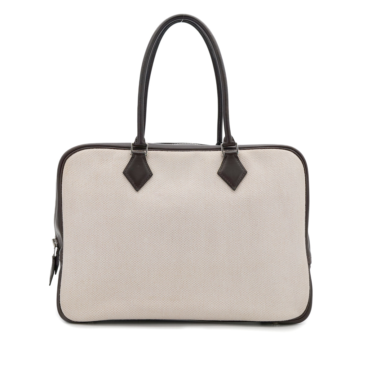 HERMES PLUME 32 CHOCOLAT TOILET H VEAU SWIFT HAND BAG 2002 SQUARE F PALLADIUM HARDWARE 90318614