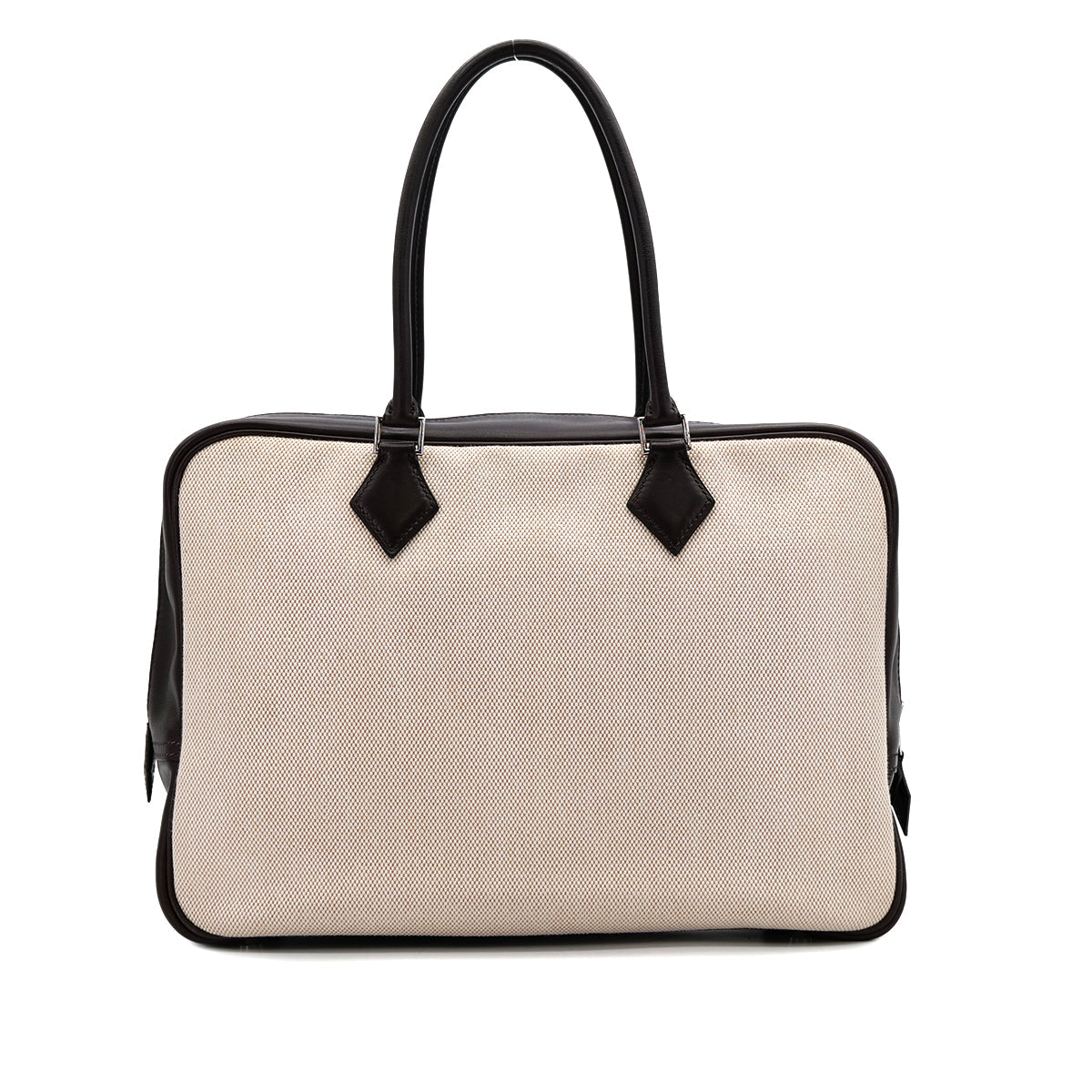 HERMES PLUME 32 CHOCOLAT TOILET H VEAU SWIFT HAND BAG 2002 SQUARE F PALLADIUM HARDWARE 90318614