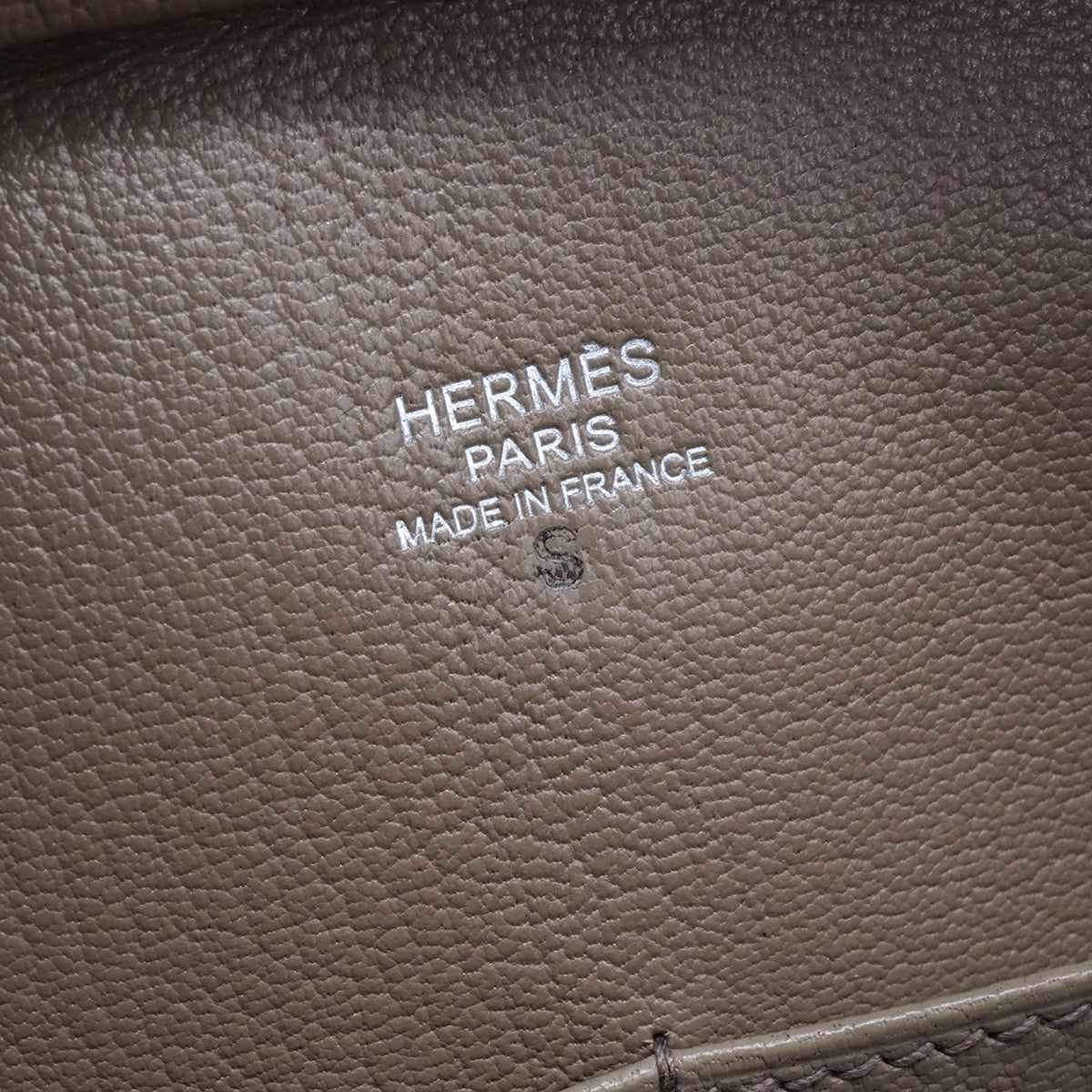 HERMES PLUME 32 KHAKI BOX CALF HAND BAG 2008 SQUARE L PALLADIUM HARDWAR 90340476