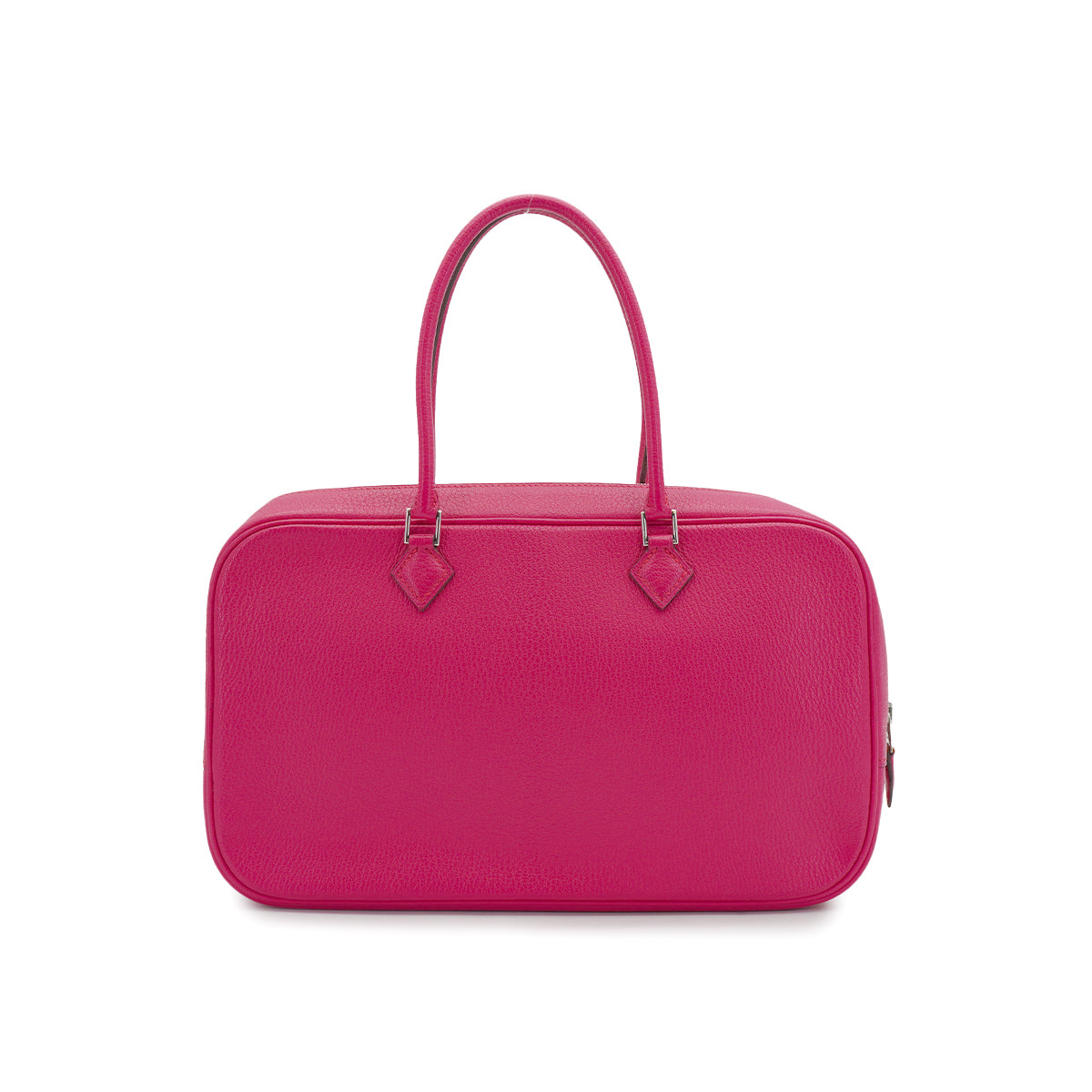HERMES PLUME ELAN 28 FUCHSIA PINK CHEVRE HAND BAG 2006 SQUARE J PALLADIUM HARDWARE 90335834