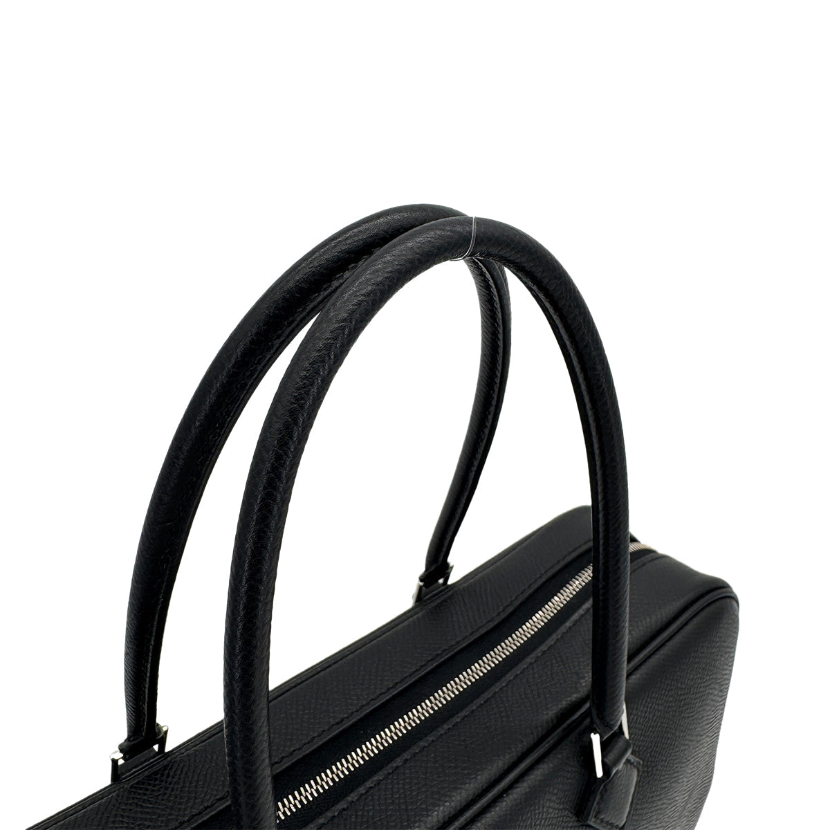 HERMES PLUME ELAN BLACK EPSOM HAND BAG 2008 SQUARE L PALLADIUM HARDWARE 90322172