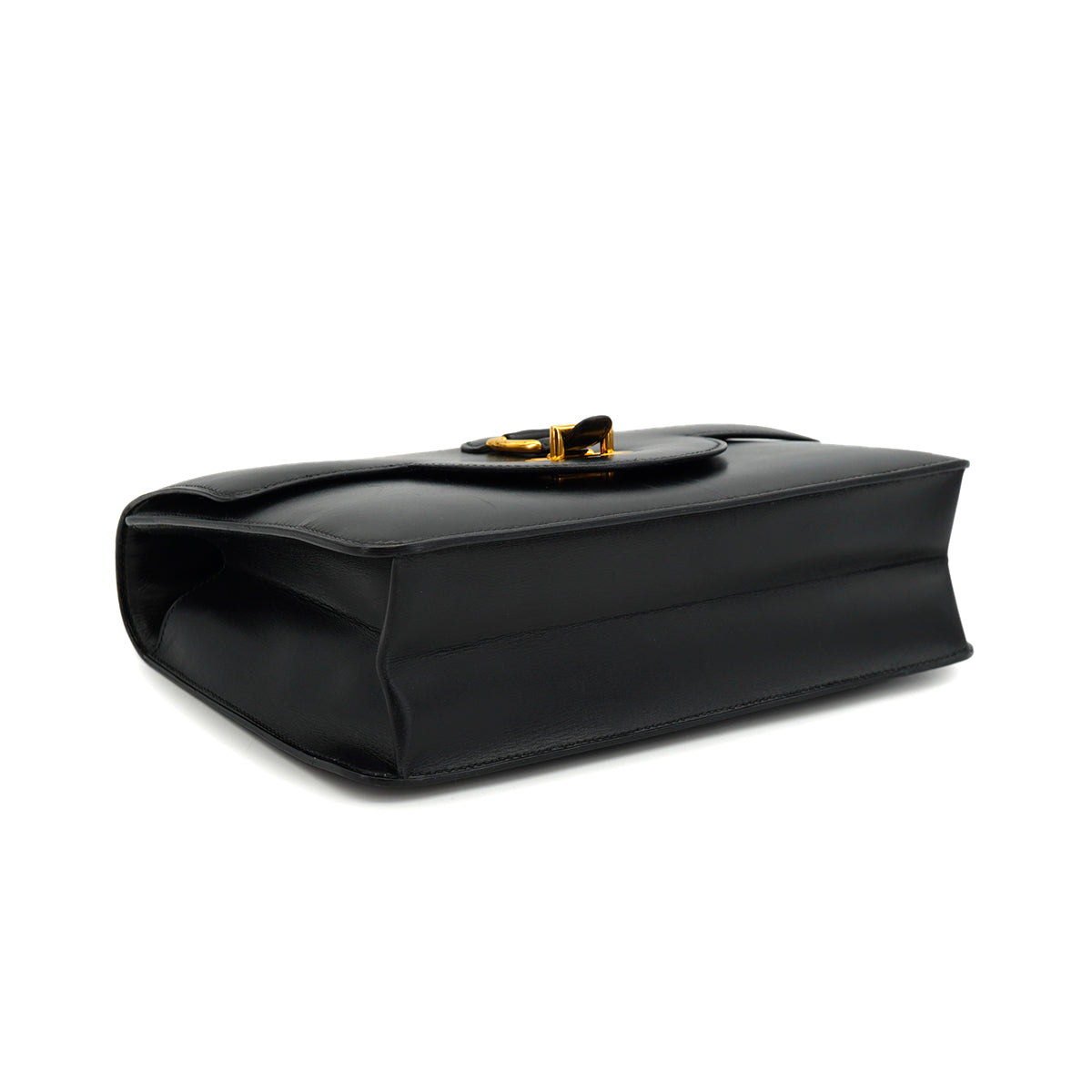 HERMES SANDRINE BLACK BOX CALF SHOULDER BAG 1978 CIRCLE H GOLD HARDWARE 90332563