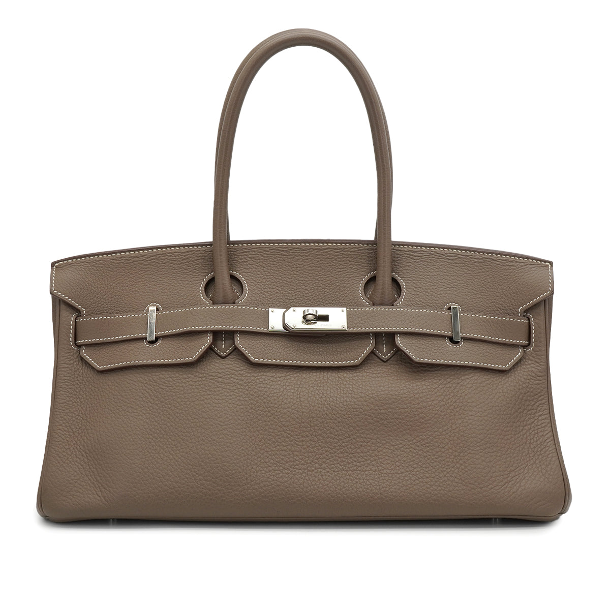 HERMES SHOULDER BIRKIN 42 ETOUPE TAURILLON CLEMENCE HAND SHOULDER BAG 2009 SQUARE M PALLADIUM HARDWARE 90335583