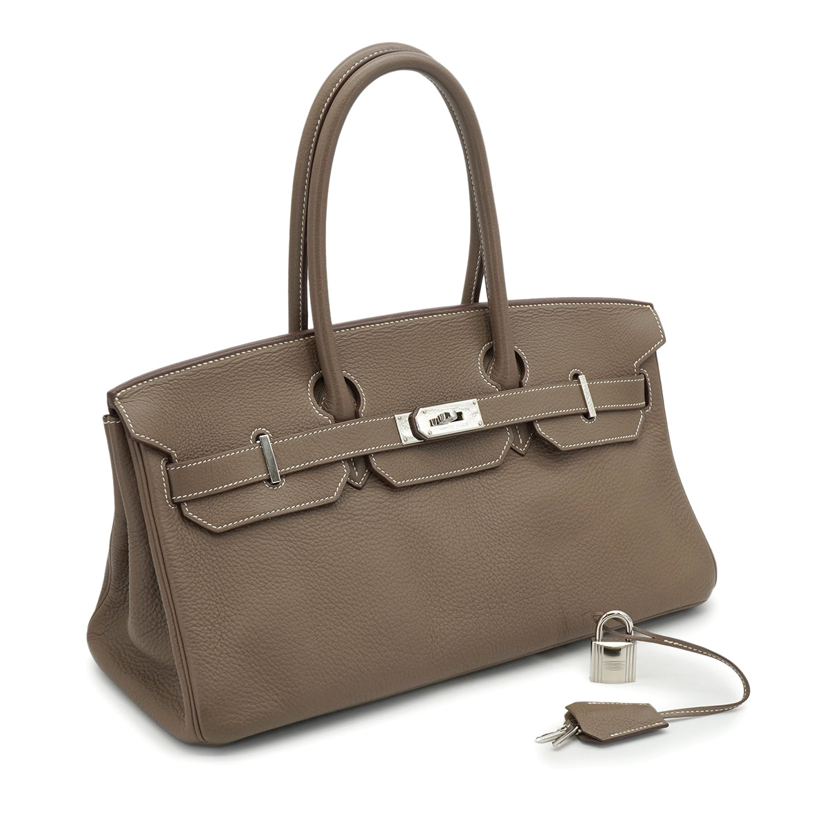 HERMES SHOULDER BIRKIN 42 ETOUPE TAURILLON CLEMENCE HAND SHOULDER BAG 2009 SQUARE M PALLADIUM HARDWARE 90335583