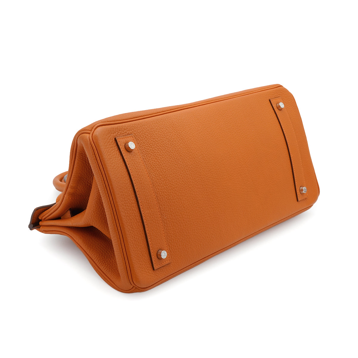 HERMES SHOULDER BIRKIN ORANGE TAURILLON CLEMENCE HAND BAG 2005 SQUARE I PALLADIUM HARDWARE 90339634