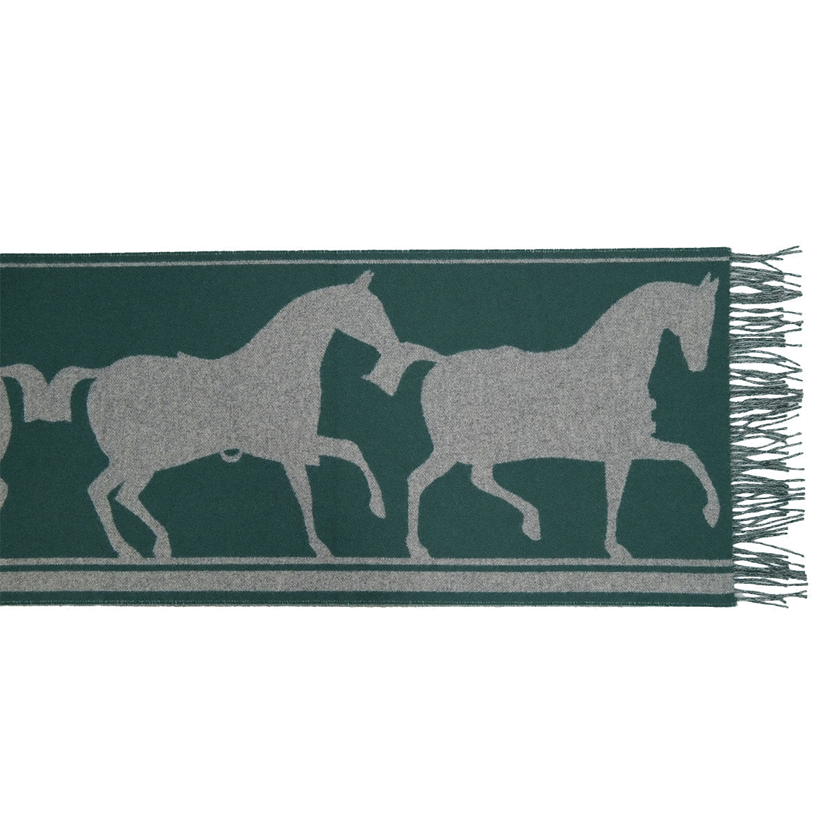 HERMES TETE A COU WINTER SCARF VERT CYPRES GRIS CHINE CASHMERE ACCESSORY 90319703