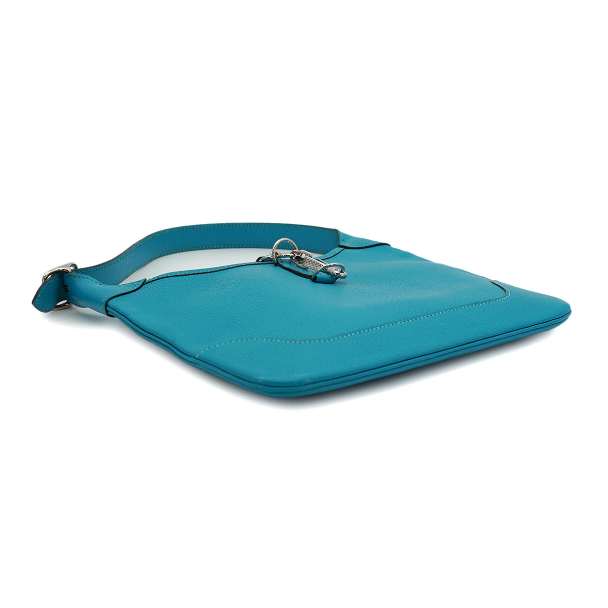 HERMES TRIM 24 TURQUOISE CHEVRE SHOULDER BAG 2005 SQUARE I PALLADIUM HARDWARE 90332916