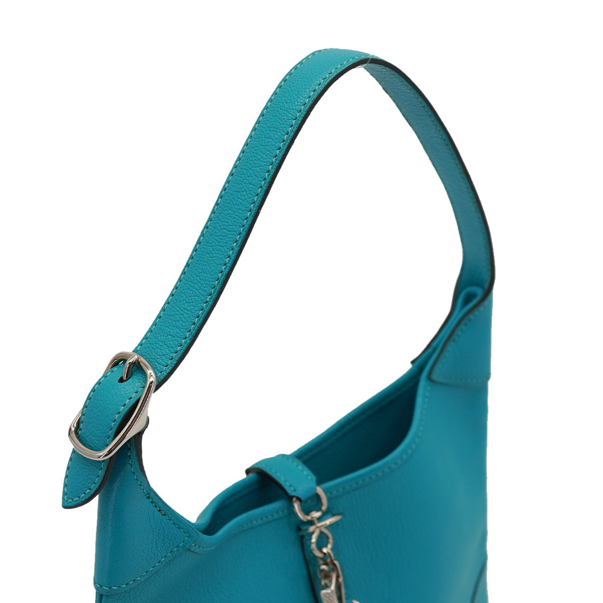 HERMES TRIM 24 TURQUOISE CHEVRE SHOULDER BAG 2005 SQUARE I PALLADIUM HARDWARE 90332916