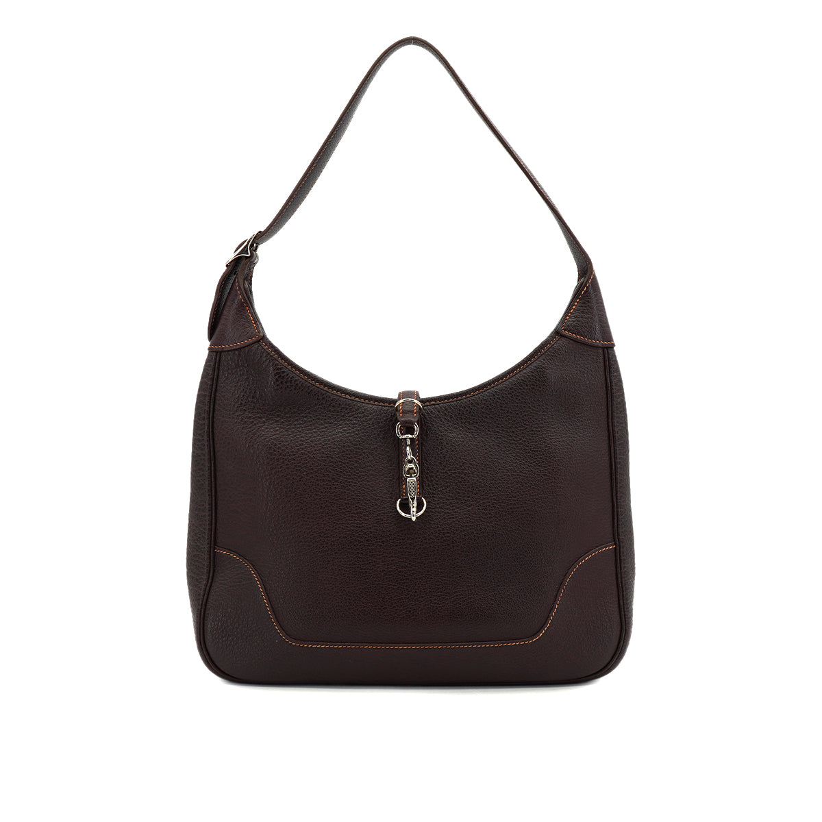 HERMES TRIM 31 CHOCOLAT TAURILLON CLEMENCE SHOULDER BAG 1999 SQUARE C PALLADIUM HARDWARE 90327878