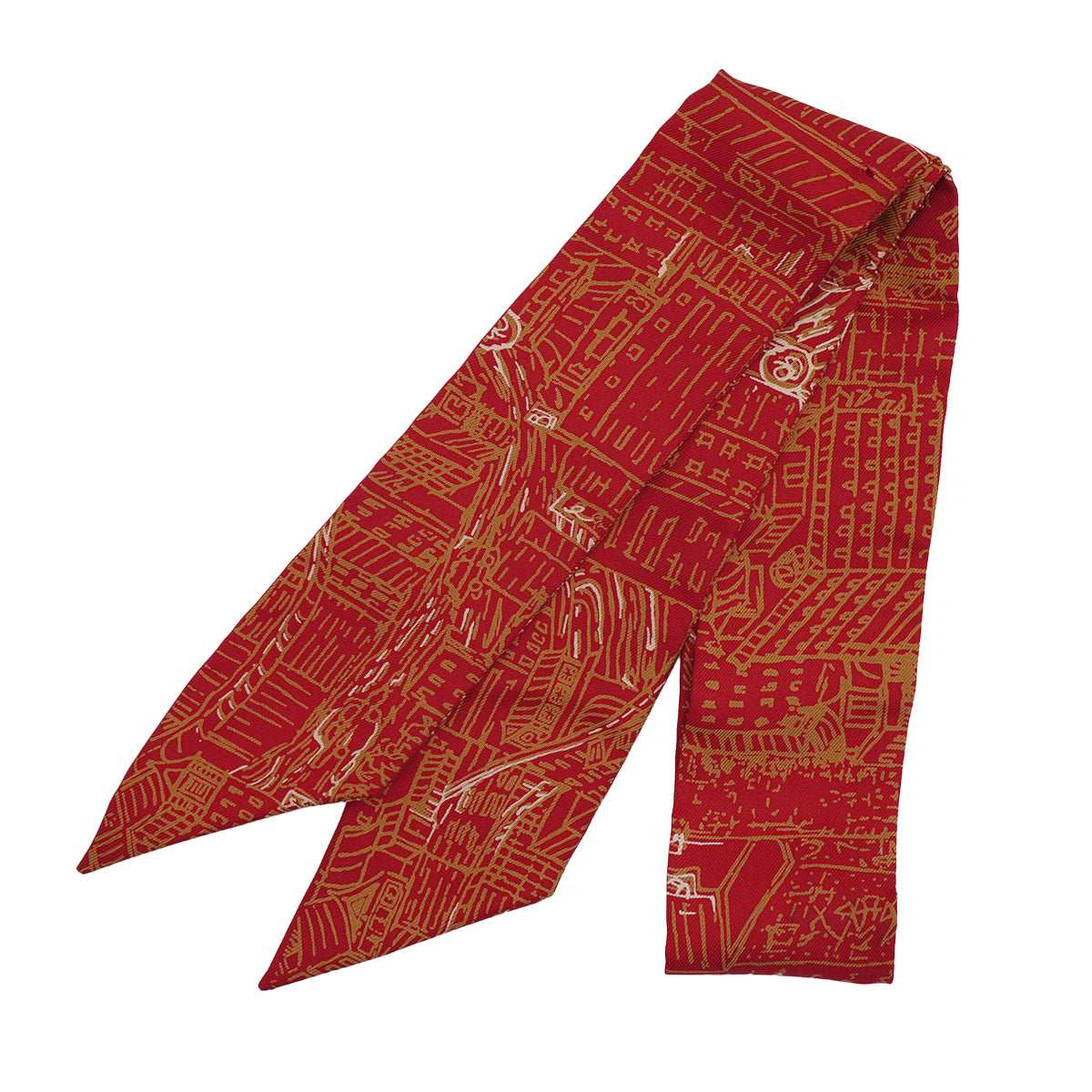 HERMES TWILLY LAIR DE GINZA SCARF RED SILK 90325940