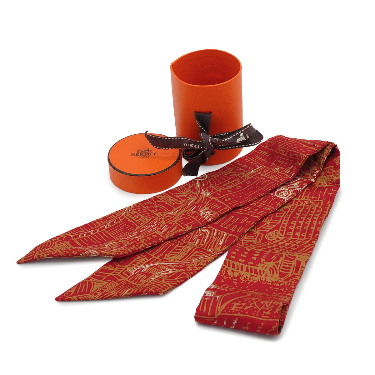 HERMES TWILLY LAIR DE GINZA SCARF RED SILK 90325940