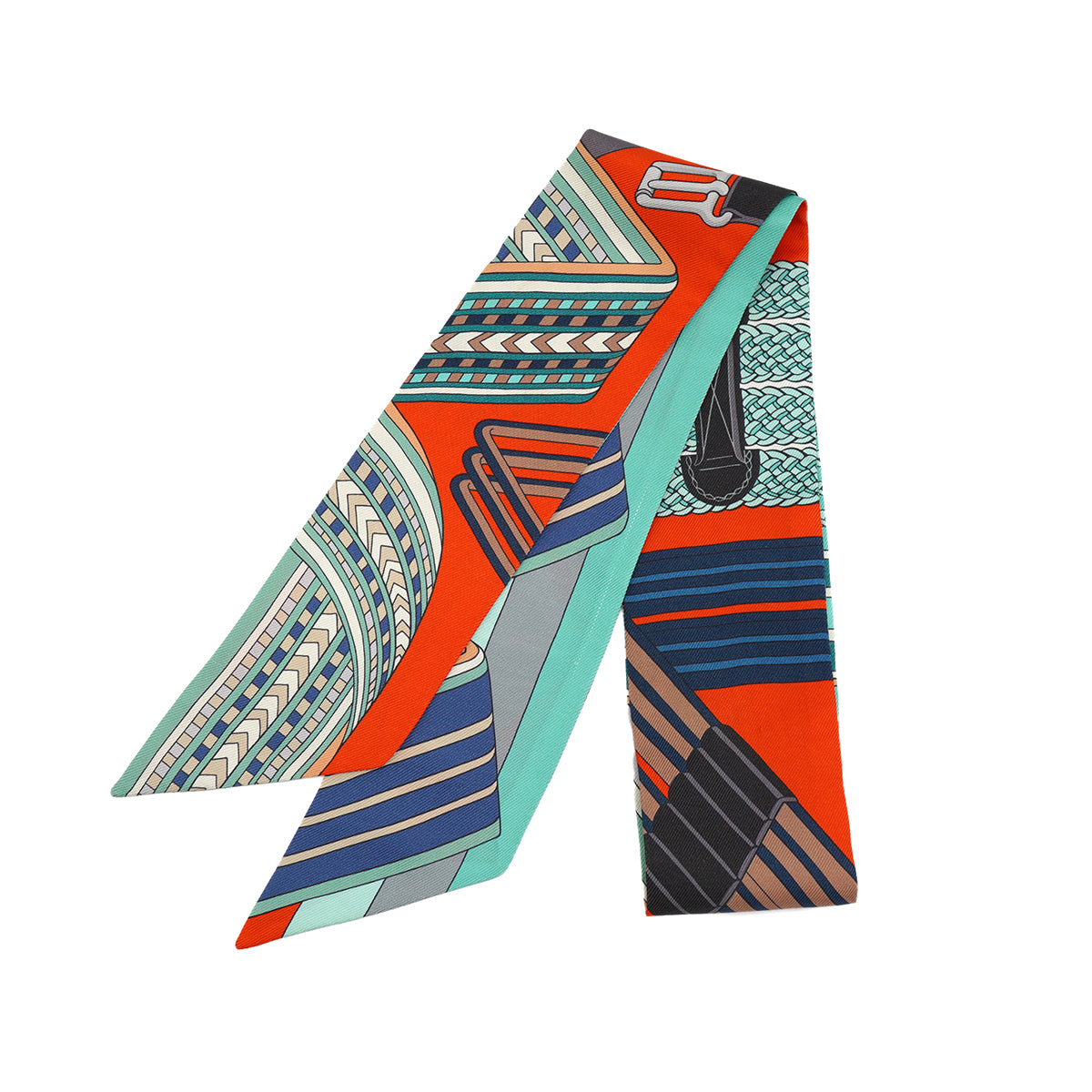 HERMES TWILLY SANGLES EN ZIGZAG SCARF MULTICOLOR SILK 90328693