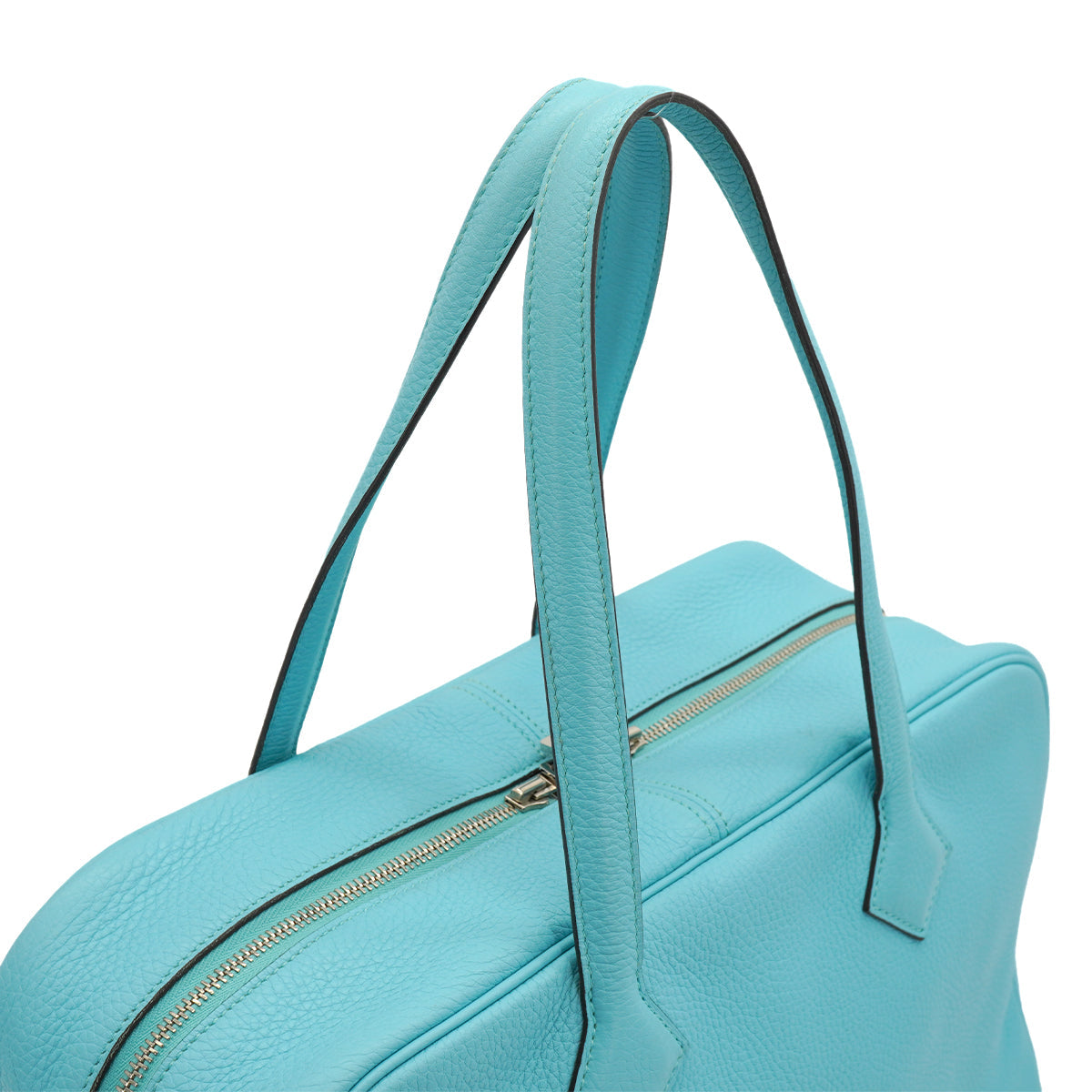 HERMES VICTORIA 2 35 BLUE ATOLL TAURILLON CLEMENCE HAND BAG 2015 T STAMP PALLADIUM HARDWARE 90333175