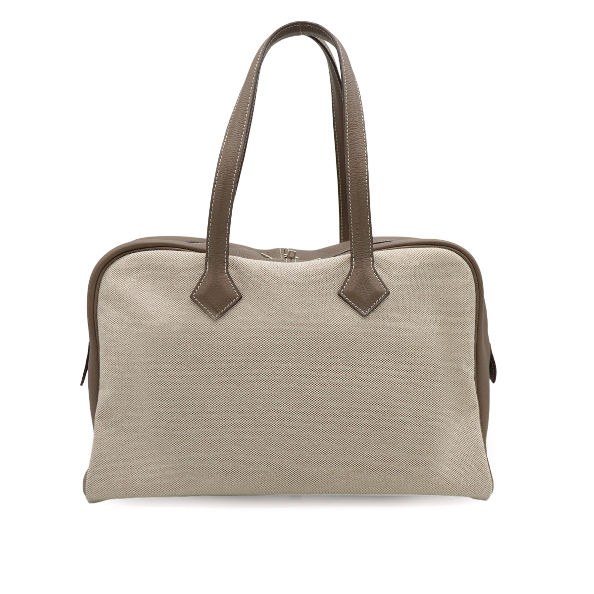 HERMES VICTORIA 35 ETOUPE TOILE H TAURILLON CLEMENCE HAND BAG 2007 SQUARE K PALLADIUM HARDWARE 90335153