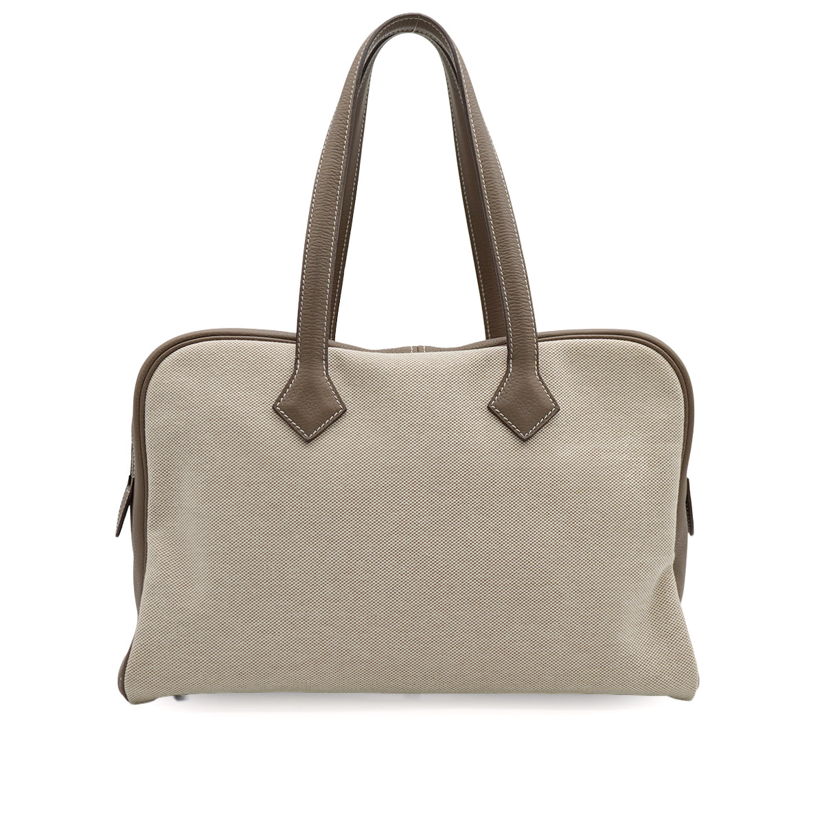 HERMES VICTORIA 35 ETOUPE TOILE H TAURILLON CLEMENCE HAND BAG 2007 SQUARE K PALLADIUM HARDWARE 90335153