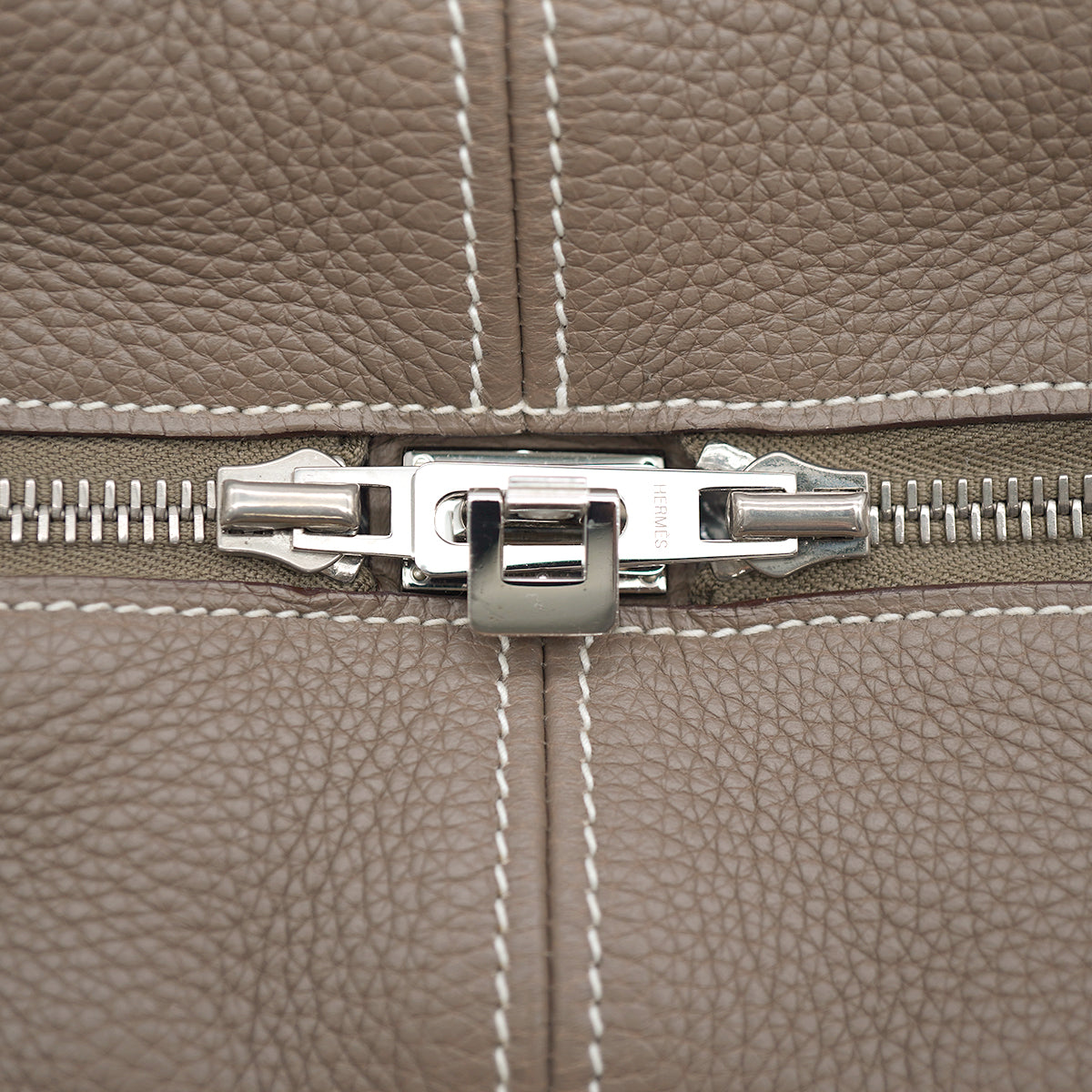 HERMES VICTORIA 35 ETOUPE TOILE H TAURILLON CLEMENCE HAND BAG 2007 SQUARE K PALLADIUM HARDWARE 90335153